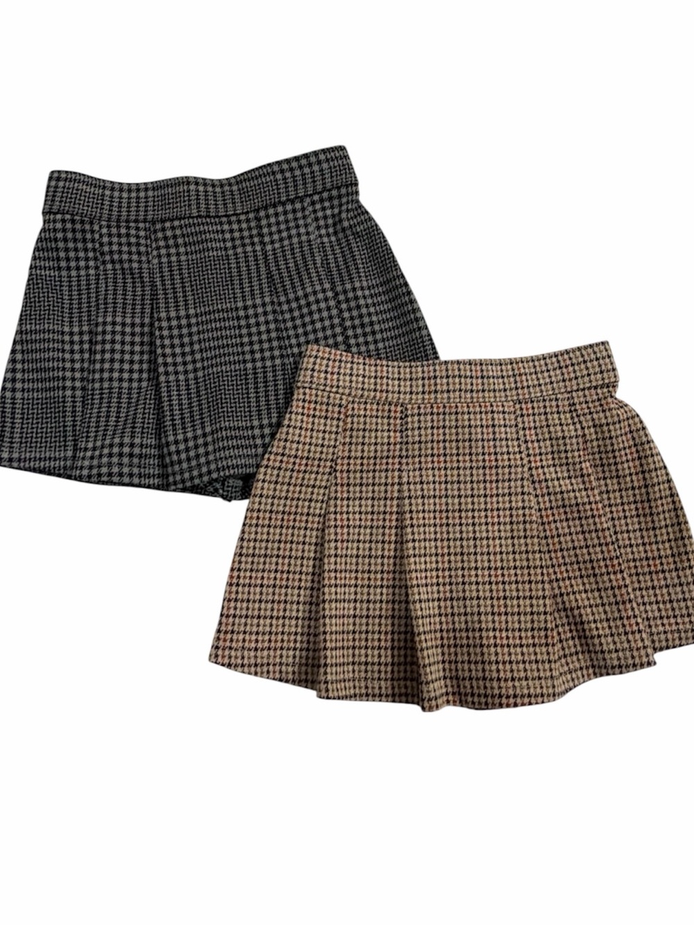 NWT set of 2 Gap plaid pleated skorts in black & brown 6/7
